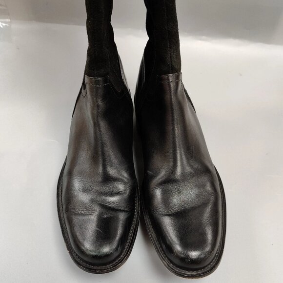 JIGSAW UK Western Zipper Boots Floral Embossed Black Suede Leather Size 38 US 7 - Picture 6 of 16